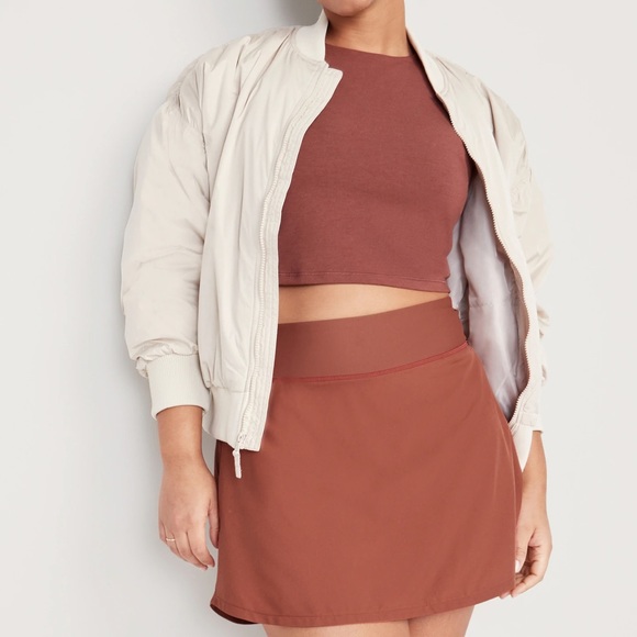 NWT OLD NAVY High-Waisted StretchTech Pleated 2-in-1 Skort Apple Cinnamon MEDIUM - Picture 3 of 9